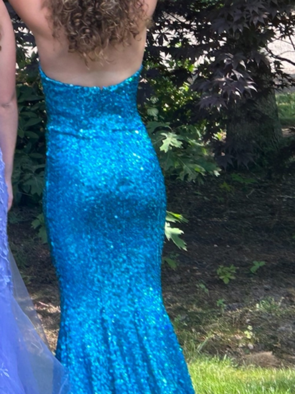 Portia and Scarlett Vibrant Blue Sequin Gown - Picture 7 of 9